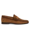 Santoni Men's Burnished Suede Loafers In Brown