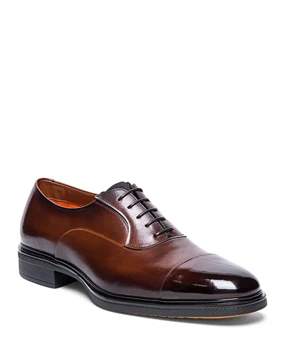 Santoni Men's Easy Cap Toe Lace Up Dress Shoes In Dark Brown