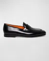 Santoni Black Classic Shapte Leather Loafers In Black