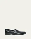 Santoni Men's Carlos Reverse Goodyear Leather Loafers In Dark Brown
