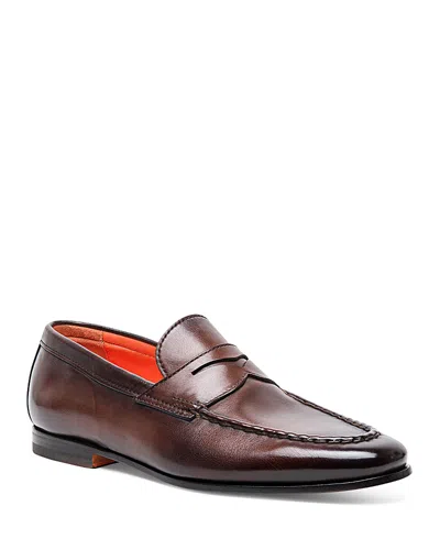 Santoni Men's Carlos Slip On Penny Loafers In Brown