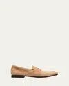 Santoni Men's Carlos Suede Penny Loafers In Neutral