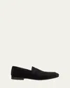 Santoni Men's Carlos Suede Penny Loafers In Black