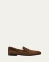 Santoni Men's Carlos Suede Penny Loafers In Brown