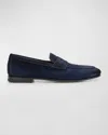 Santoni Carlos Penny Loafer In Navy