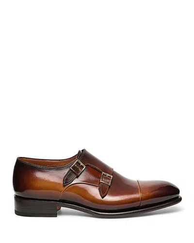SANTONI MEN'S CARTER CAP TOE DOUBLE MONK STRAP DRESS SHOES