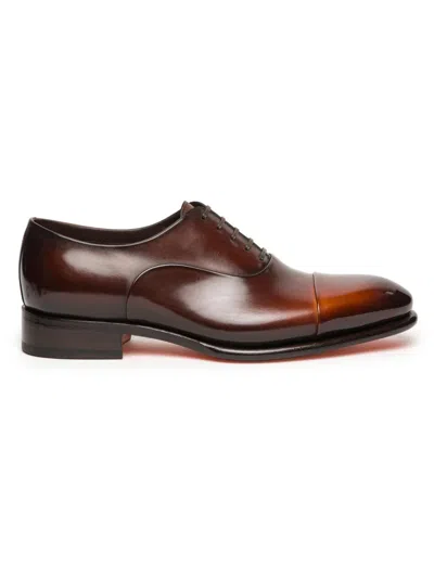Santoni Men's Carter Cap-toe Leather Oxfords In Burgundy