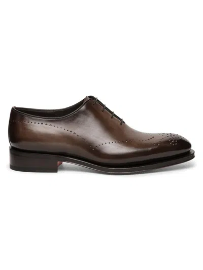 Santoni Leather Oxford Shoes In Brown