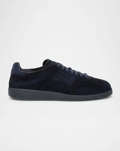 SANTONI MEN'S CUBE SUEDE LOW-TOP SNEAKERS
