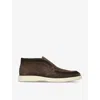 Santoni Mens Dark Brown Detroit Slip-on Suede Desert Boots In Dark Brown