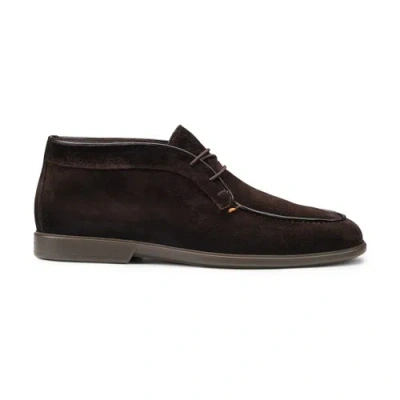 Santoni Men's Dark Brown Suede Desert Boot Quercia Brown In Multi