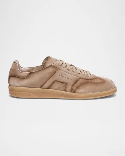 SANTONI MEN'S DBS OLY LOW-TOP SUEDE SNEAKERS