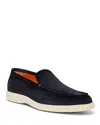 Santoni Suede Moccasin Loafers Round Toe In Gold