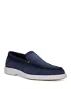 Santoni Drain Suede Loafers In Blue