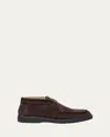 Santoni Suede Ankle Boot Without Laces In Orange
