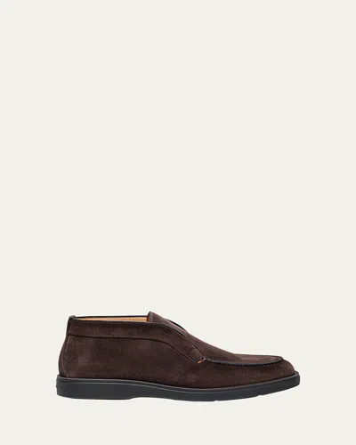 SANTONI MEN'S DETROIT SLIP-ON SUEDE CHUKKA BOOTS
