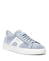 Santoni Men's Dbs1 Double Buckle Leather Sneakers In Light Blue