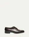 Santoni Plain Toe Leather Derby In Brown