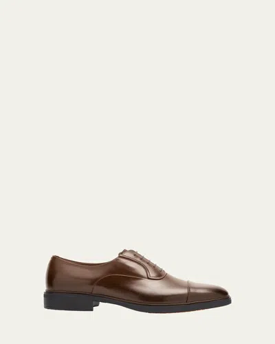Santoni Men's Easy Leather Cap-toe Oxfords In Brown