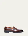 Santoni Men's Easy Leather Cap-toe Oxfords In Dark Brown