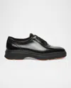 Santoni Men's Easy Leather Rubber-sole Derby Shoes In Animal Print