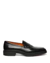 Santoni Penny Leather Loafers In Black