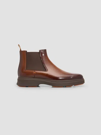 Santoni Men's Easy Nova Leather Chelsea Boots In Brown