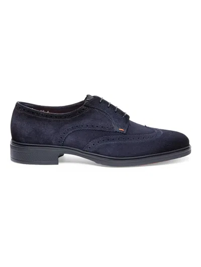 Santoni Men's Easy Suede Brogues In Blue