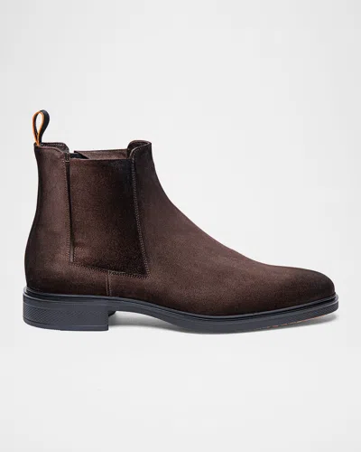 SANTONI MEN'S EASY SUEDE CHELSEA BOOTS