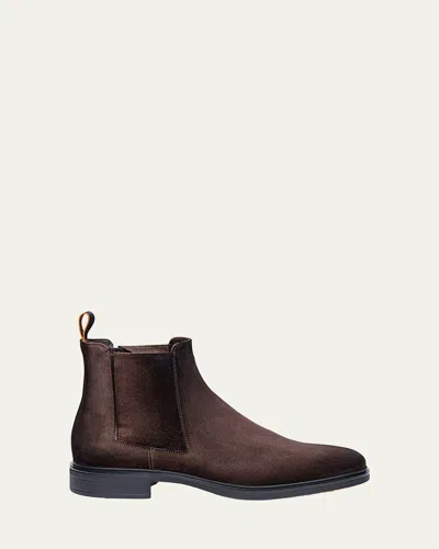 SANTONI MEN'S EASY SUEDE CHELSEA BOOTS
