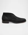Santoni Men's Easy Suede Derby Shoes In Black