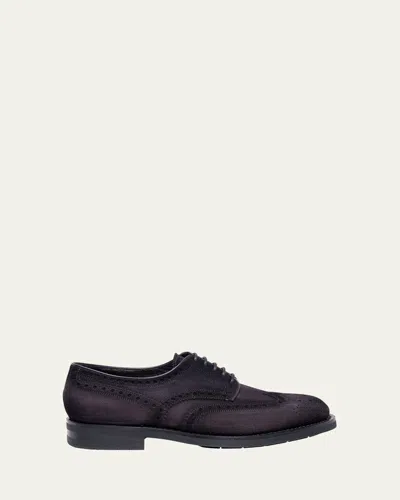 Santoni Men's Emil Suede Brogue Wingtip Derby Shoes In Gray