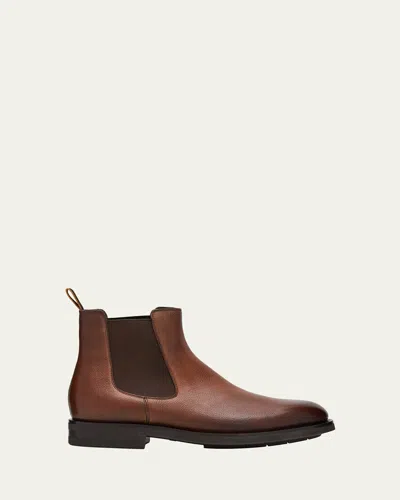 SANTONI MEN'S ENVER CASUAL LEATHER CHELSEA BOOTS