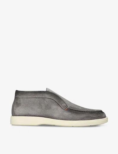 SANTONI MENS GREY DETROIT SLIP-ON SUEDE DESERT BOOTS EUR 41 / 7 UK