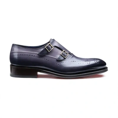 Santoni Men's Grey Leather Double-monk Brogue Shoe Metauro Light Blue