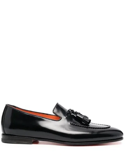 Santoni Grizzly Loafer Carlos Shoes In Black