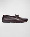 Santoni Brown Textured Leather Loafers With Decorative Bow In Dark Brown