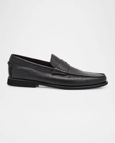 Santoni Men's Ikangia Leather Penny Loafers In Black