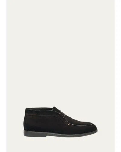 Santoni Men's Ikki Suede Desert Boots In Black