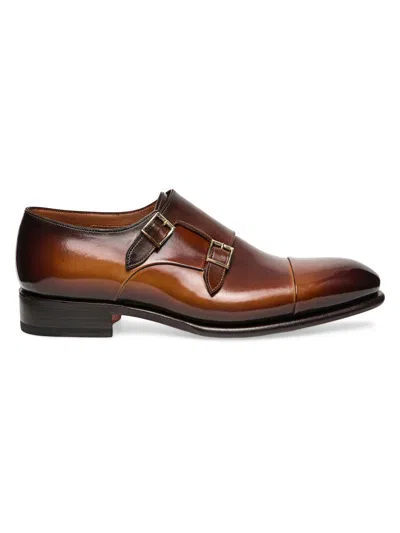 Santoni Men's Ira Double Monk Strap Leather Dress Shoes In Brown