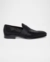 Santoni Men's Isomer-vlun01 Velvet Slip On Formal Loafers In Black