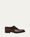Santoni Men's Kaj Bicolor Brogue Leather Oxfords In Dark Brown/copper