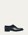 Santoni Men's Kaj Bicolor Brogue Leather Oxfords In Gray/blue