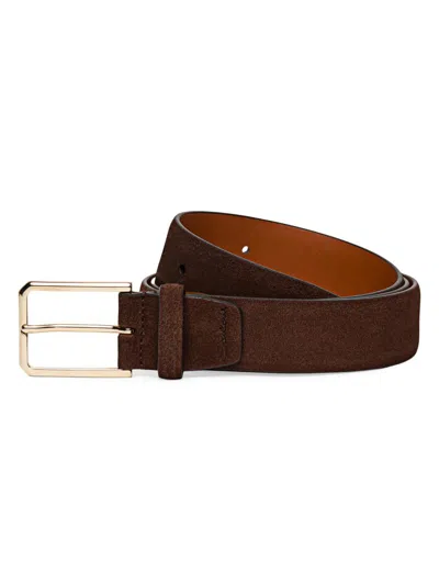 Santoni Men's Leather 35mm Adjustable Belt In Brown