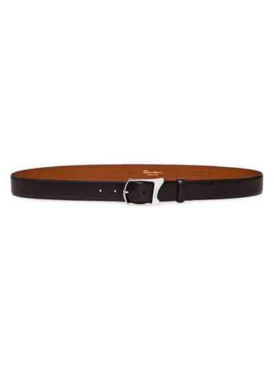 Santoni Men's Leather Belt In Dark Brown