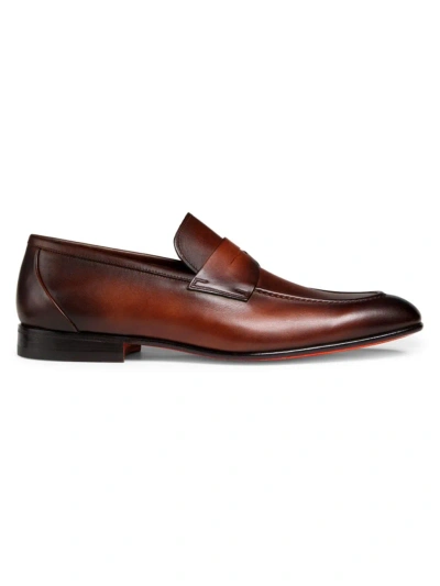 Santoni Men's Leather Loafers In Brown