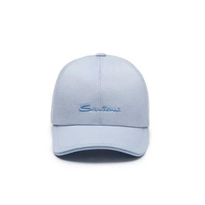 Santoni Men's Light Blue Cotton Baseball Cap