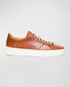 Santoni Men's Double Buckle Lace Up Sneakers In Brown