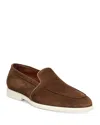 Santoni Malibu Suede Loafers In Medium Brown