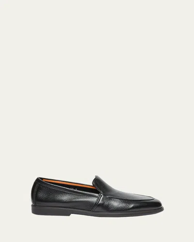 Santoni Men's Malibu Soft Grained Leather Loafers In Black